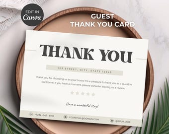 Biglietto di ringraziamento Airbnb: modello modificabile e stampabile