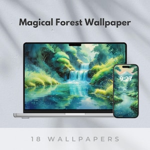 Magical Forest Desktop Wallpaper Set, Ghibli Inspired, Whimsical Wallpaper, Enchanted Forest Wallpaper, Cozy Desktop, Lofi Anime Background