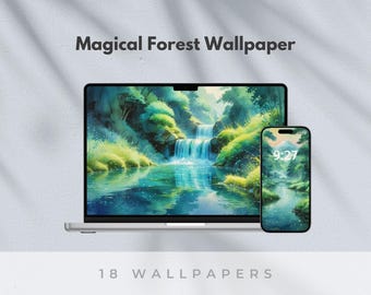 Fondo de pantalla Bosque Mágico: Fondo inspirado en Ghibli (Conjunto para ordenador y fotografía)