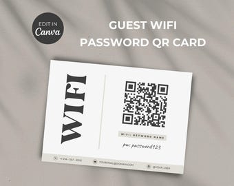 Tessera con password Wi-Fi di Airbnb: codice QR per case vacanza (modello Canva modificabile)
