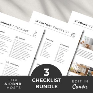 Airbnb Checklist Bundle, Airbnb Cleaning Checklist, Inventory List, Staging Guide, Vacation Rental, Property Management, Editable Template