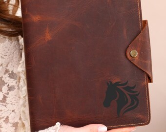 Personalized Leather A5 Journal Cover Custom Refillable Notebook with Pen Loop Handmade Writing Planner Gift for Men Women Writers