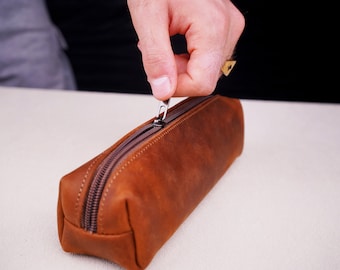 Custom Leather Pen Case, Personalized Pencil Pouch with Name, Unique Gift for Writers and Students