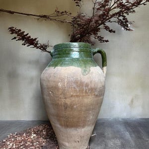 Old Vintage Turkish Terracotta Pitcher Vase, Vintage Pitcher For Decor, Vintage Vase With Decorative Handle, Handmade Terracotta Pitcher