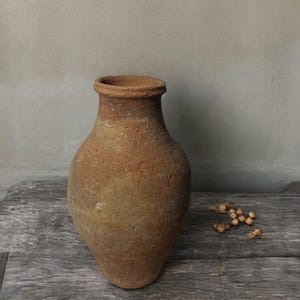 Vaso in terracotta turca vintage smaltato fatto a mano degli anni &#39;50, vaso per fiori in ceramica vintage, vaso vintage per arredamento per la casa, vaso smaltato, vaso per la casa