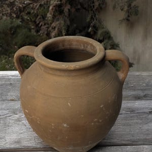 Old Vintage Turkish Terracotta Pitcher Vase, Vintage Pitcher For Decor, Vintage Vase With Decorative Handle, Handmade Terracotta Pitcher
