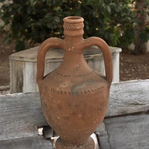 Handmade Turkish Terracotta Relief Vase, Pottery Clay Flower Pot, Decorative Vintage Vase, Terracotta Antique Vase, For Home Decoration