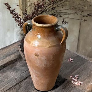 Handmade Turkish Terracotta Relief Vase, Pottery Clay Flower Pot, Decorative Vintage Vase, Terracotta Antique Vase, For Home Decoration