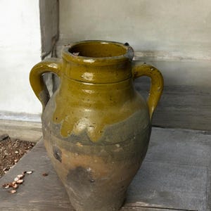 vase vintage en terre cuite, poterie turque, pot de fleur décoratif en argile, vase ancien transitionnel émaillé vintage, vase fait main