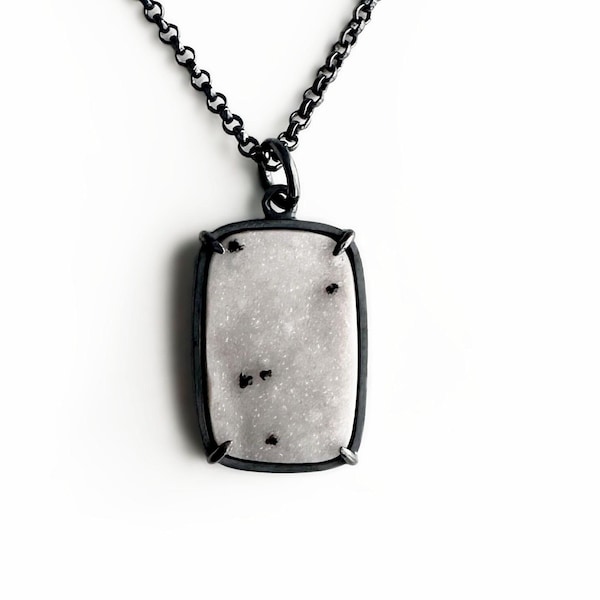 Agate Drusy and Sterling Silver Handmade Pendant