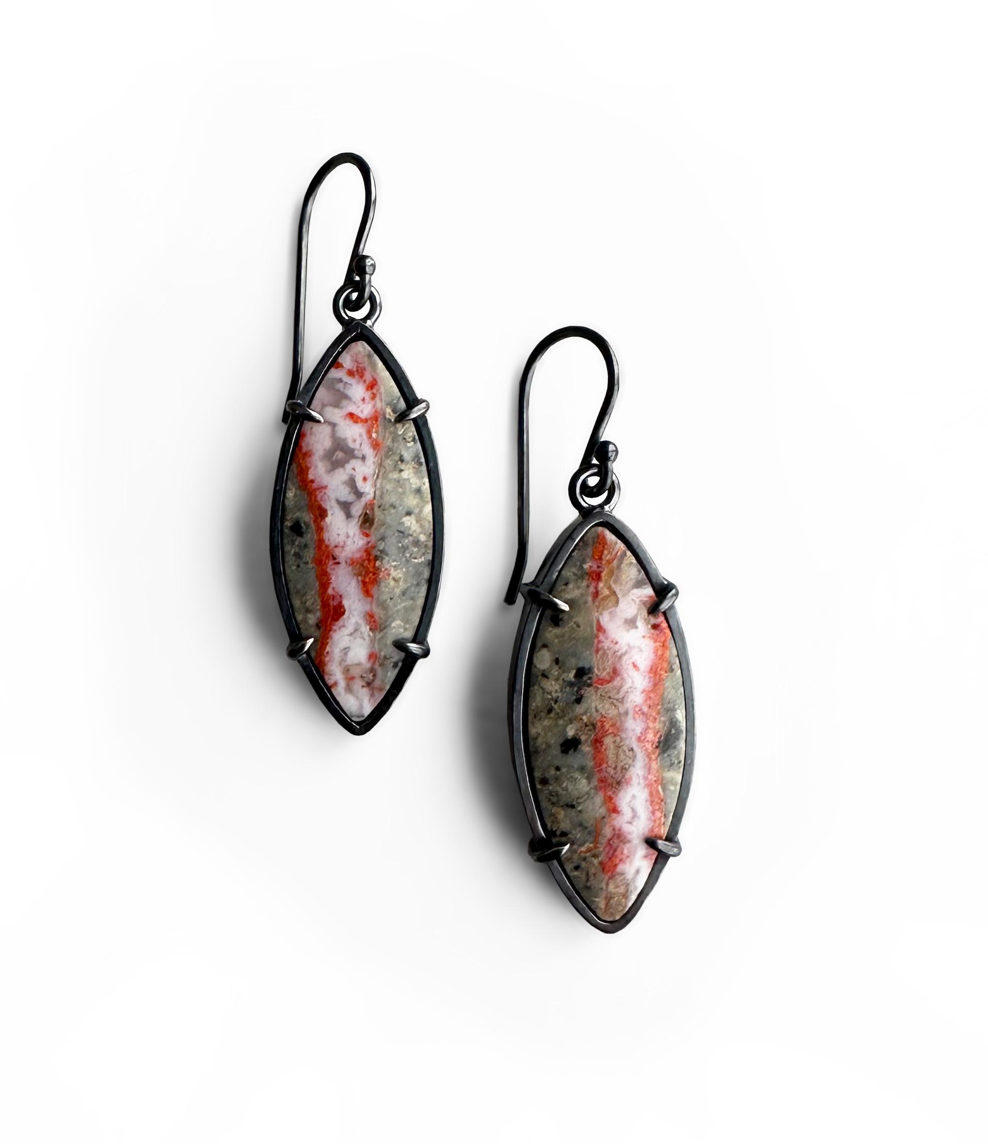Flow Jasper Lava Flow Jasper and Sterling Silver Handmade Dangle Earrings - Etsy
