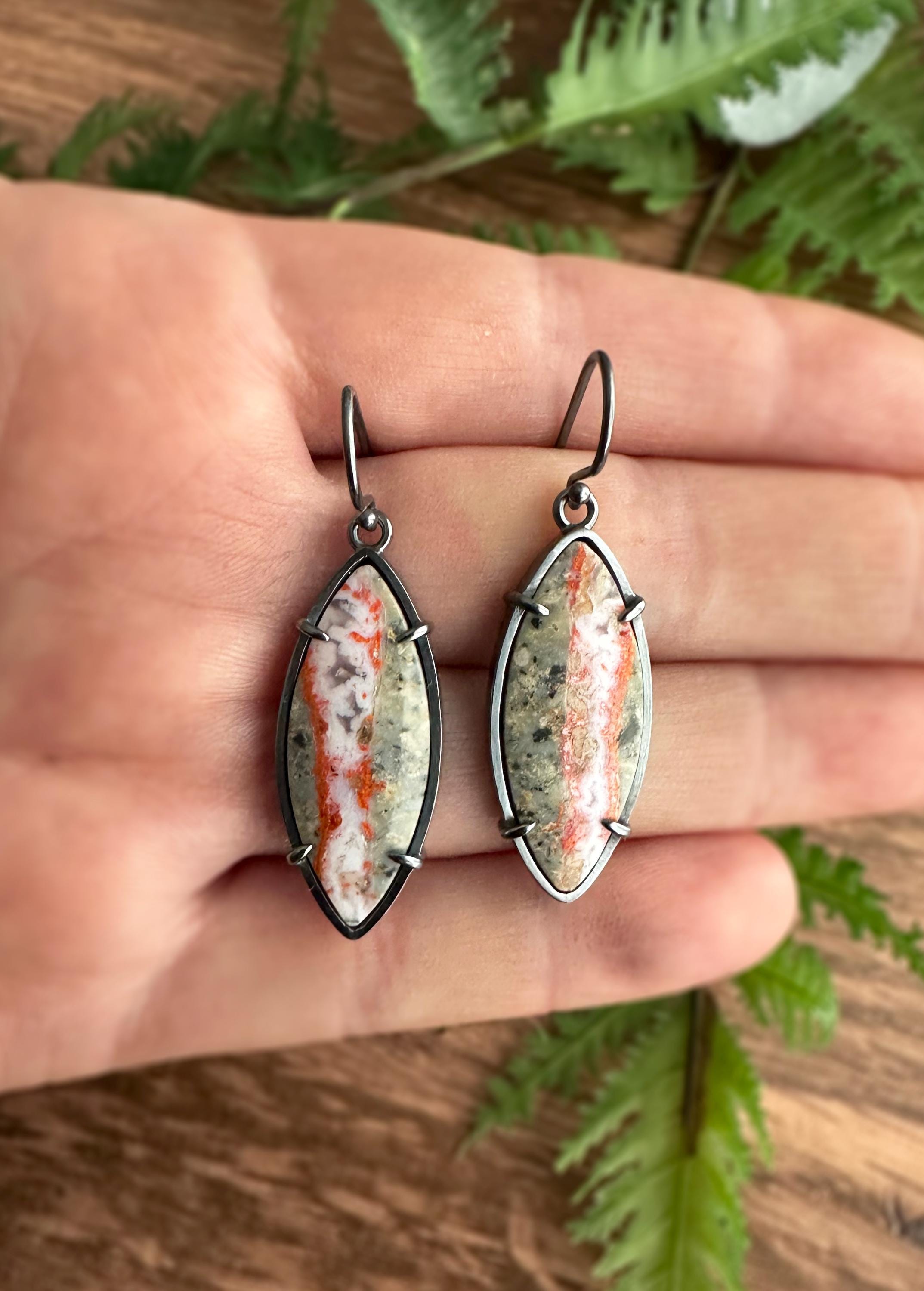 Flow Jasper Lava Flow Jasper and Sterling Silver Handmade Dangle Earrings - Etsy