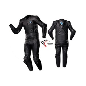 BMW Motorpak zwart leren motorpak BMW handgemaakt motorpak met handschoenen voor motorrijders Etsy Nederland