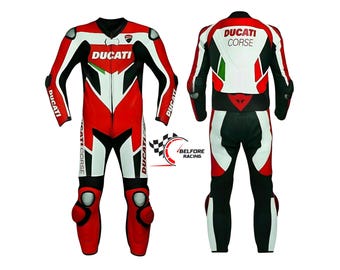 Ducati Corse Leather Motorcycle Suit: Cowhide Racing Armor