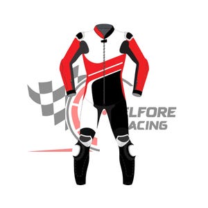 Handmade Red & White Leather Motorcycle Suit: Racing Biker Gear