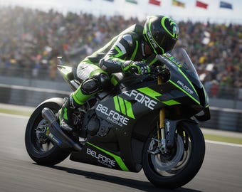 Kawasaki Inspired Motorbike Racing Suit: Cowhide Leather MotoGP Track Suit