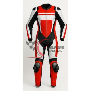 Unisex Red and Black Leather Motorcycle Suit | Premium Cowhide Racing Gear for Men & Women | Motorbike Safety Suit | Handmade Biker Gift