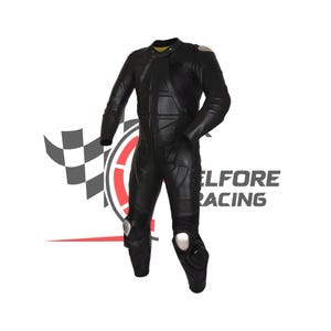 Combinaison cycliste en cuir noire sur mesure disponible en tailles homme et femme