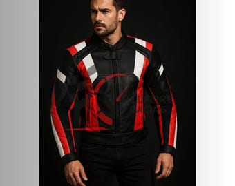 Red & Black Leather Motorcycle Jacket: MotoGP Style Riding Gear