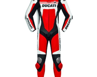 Ducati Corse Leather Motorcycle Racing Suit: Cowhide MotoGP Biker Suit