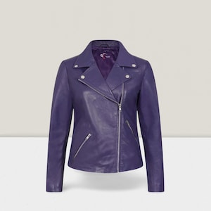 Blouson motard en cuir de mouton véritable : style moto classique