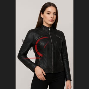Handmade Lambskin Leather Biker Jacket: Women&#39;s Moto Style
