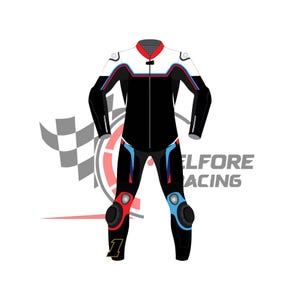 Premium Black Cowhide Leather Motorcycle Racing Suit - BMW Style Moto Safety Gear - CE Armored Biker Gift - All-Season Riding Suit