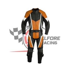 Handmade Cowhide Leather Motorcycle Racing Suit: A-Grade Biker Gear with Protectors