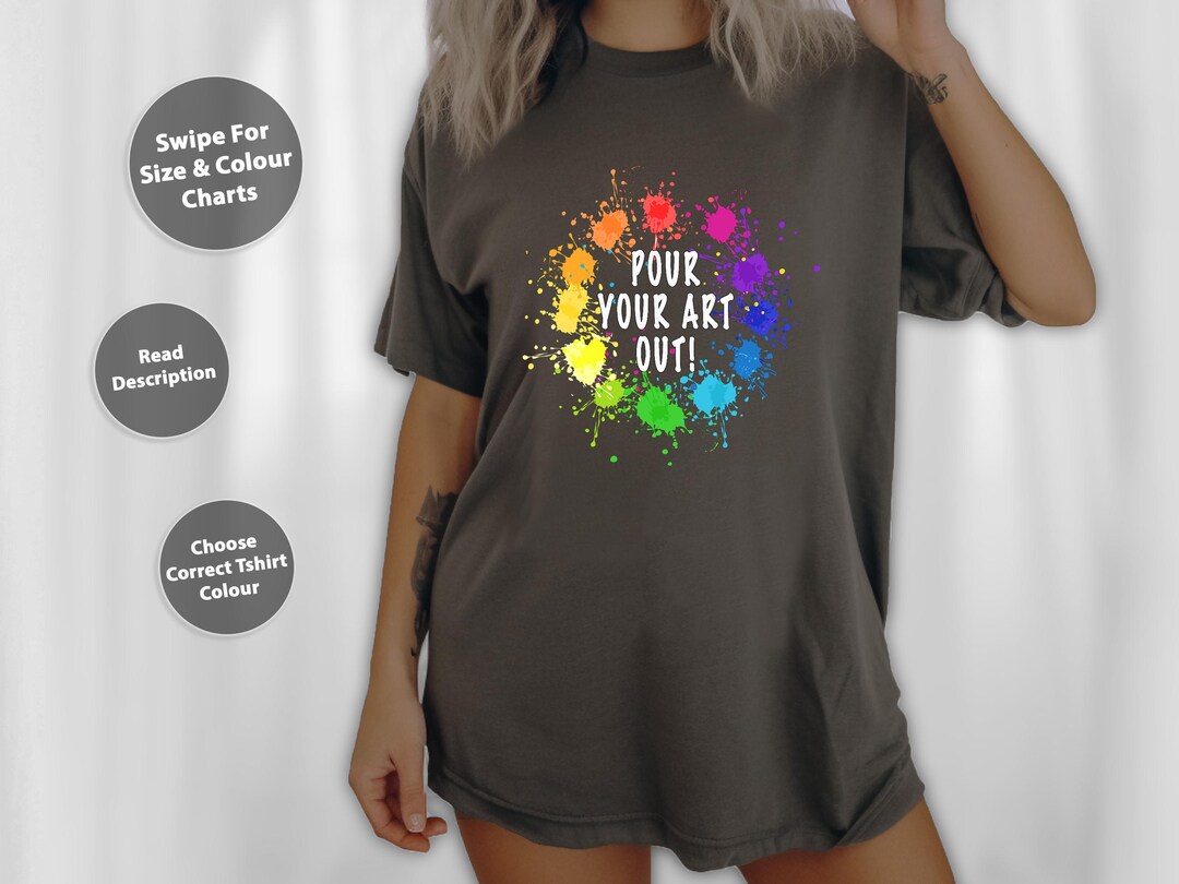 YBAB Fluid Art Color Wheel T-Shirt - 100% Cotton Unisex Tee For Paint Pouring Artists & Crafters - View #2