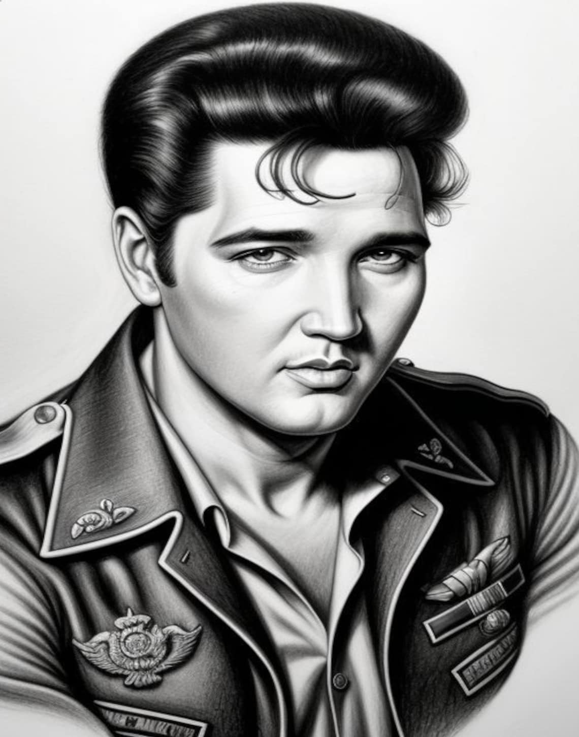 Hand Drawn Elvis Presley Printable Wall Art, Digital Download, Digital