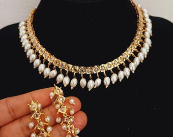 Jadau Indian Pearl Necklace Set