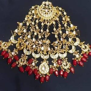 Bridal Kundan Passa | Indian Side Maang Tikka | Pearl Jhoomar Headpiece | Mughal Style Wedding Jewelry for Bride