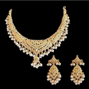 Punjabi Jadau pearls Necklace Set/ Hyderabadi Jadau Jewellery Set/Indian Women Necklace/Fashion Jewellery/Indian jadau jewellery