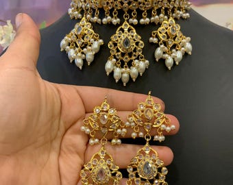 Gargantilla Hydrabadi Jadau Polki. Joyería nupcial india.