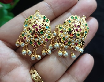 Indian Traditional Jadau Earrings Studds, in different colours