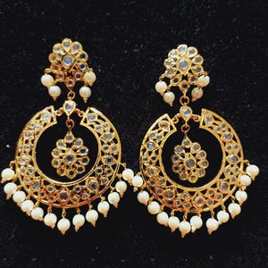 Hydrabadi jadau chandbaali.in semi precious pearls and stones with real gold plated