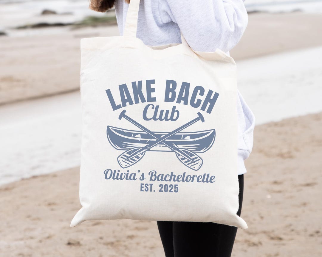 CUSTOM Lake Bachelorette Tote Bag, Personalized Canoe Themed ...
