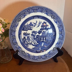 Vintage Johnson Bros Willow Dinner Plate, 10 3/8&quot;, Made in England, Near MINT!