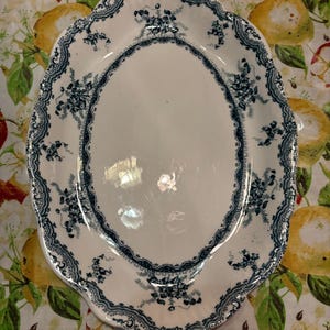 Antique Staffordshire Baker and Co. Ltd. &quot;Edina&quot; Transfer Decorated Platter, Made in U.K. Circa 1890, NO FLAWS! (Plus a Smaller One).