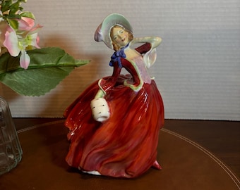 RARE Royal Doulton Figurine Autumn Breezes HN 1934 ~ Red Dress - Etsy