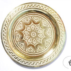 Round brass tray, moroccan brass table, tea try table, brass tray table