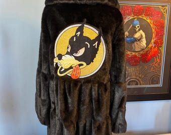 Grateful Dead Dire Wolf faux fur festival coat