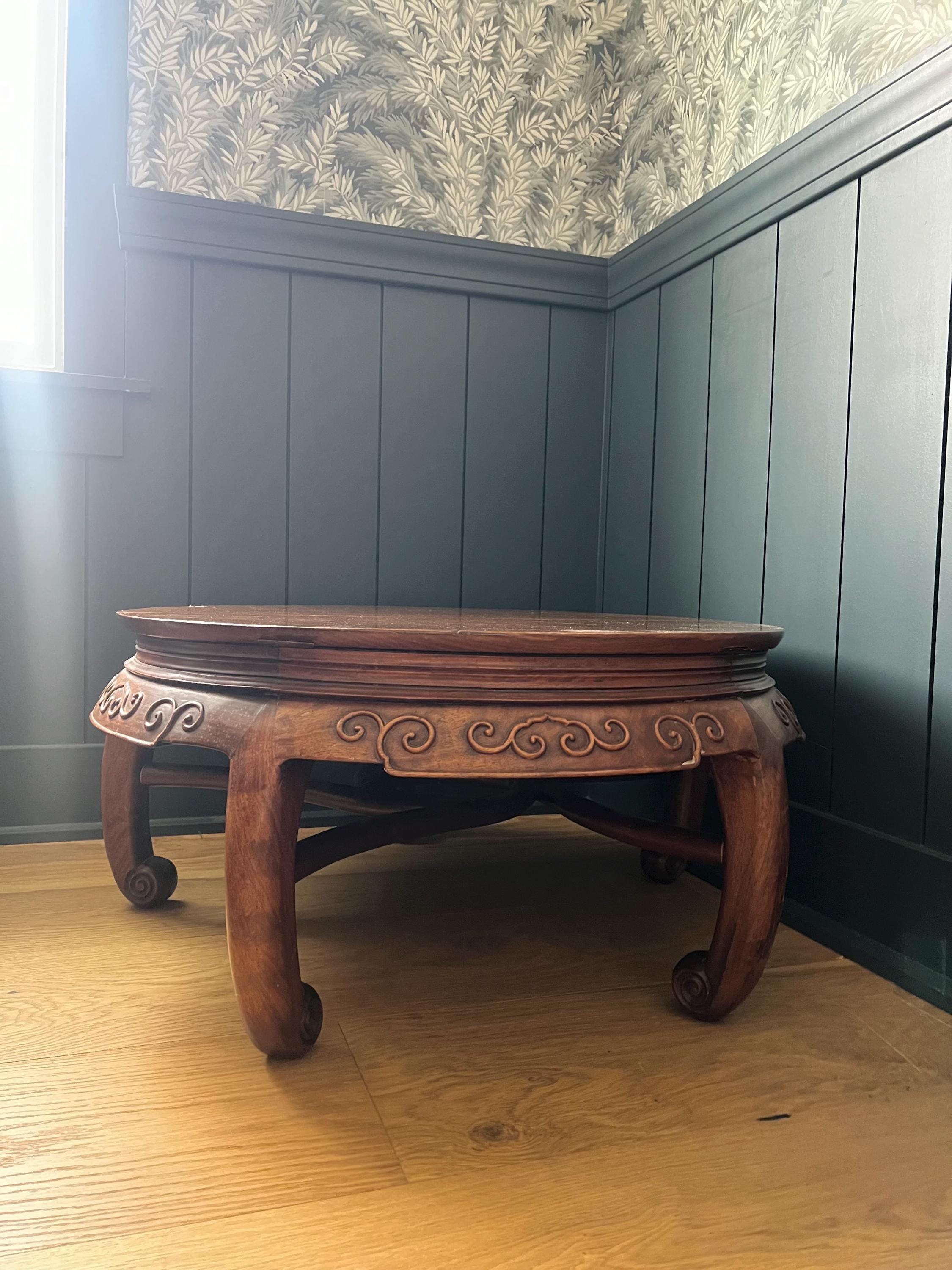 Antique 19th Century Chinese Carved Hardwood Opium Coffee Table