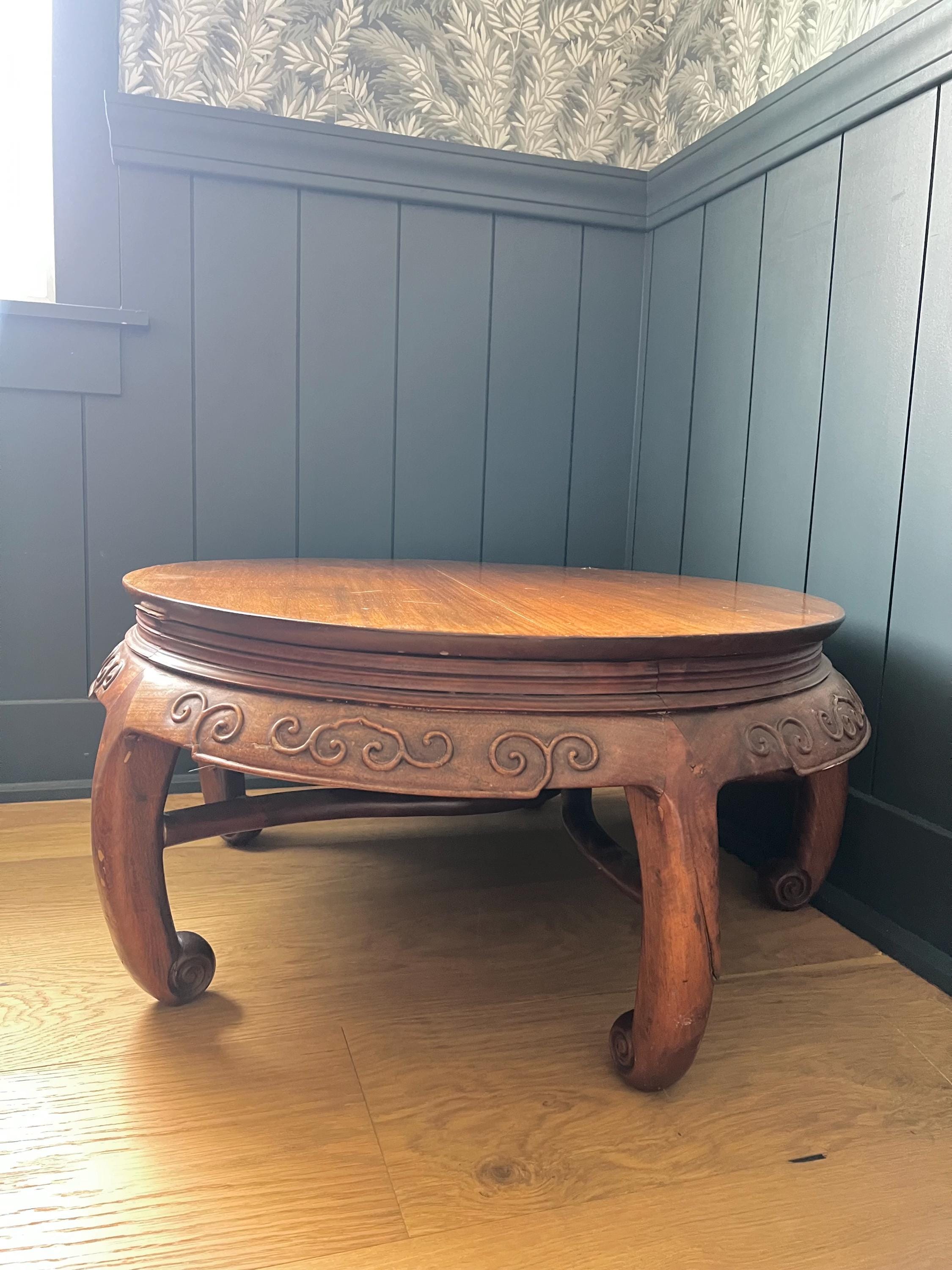 Antique 19th Century Chinese Carved Hardwood Opium Coffee Table