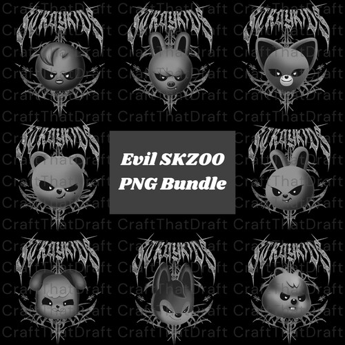Evil SKZOO PNG & PSD Bundle: Stray Kids Tour Design (digital
