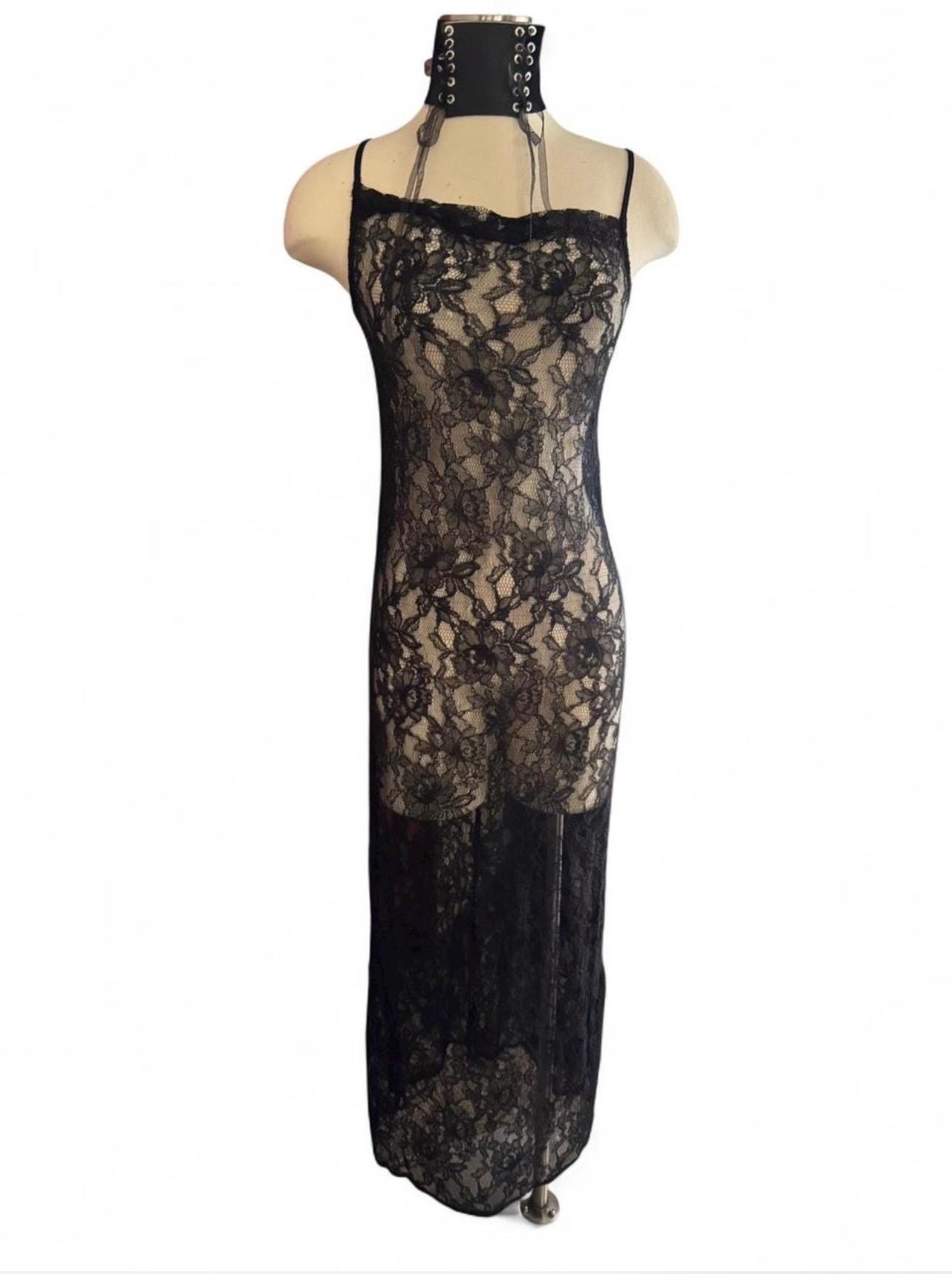 Black Lace Sheer Maxi Dress - Etsy Black Lace Sheer Maxi Dress - Etsy