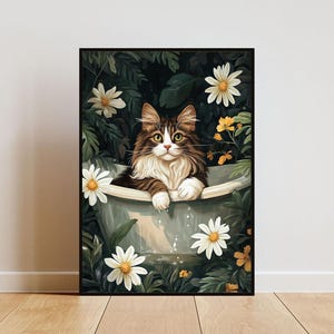 Norwegische Waldkatze in der Badewanne Poster, Katzen Poster, Norwegische Waldkatze Badezimmer Poster, Norwegische Waldkatze in der Badewanne Poster, Haustier Poster