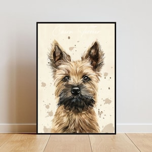 Cairn Terrier Poster, Dog Poster, Cairn Terrier Print, Dog Wall Art, Personalised Dog Photo, Cairn Terrier Watercolour, Pet, Dog, Portrait