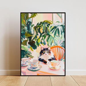 Retro Norwegische Waldkatze Poster, Norwegische Waldkatze Ölgemälde, Vintage Poster, Katze Esszimmer Wandkunst, Retro Katze Poster, Haustier Poster