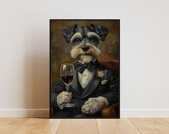 Miniature Schnauzer in Tuxedo Poster, Pet Poster, Miniature